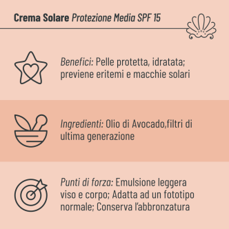 Crema Solare SPF 15 con Olio di Avocado - Protezione Media